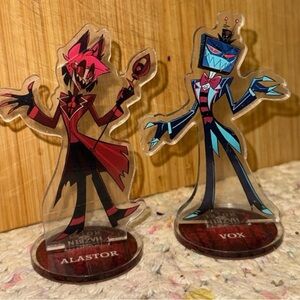 Bundle lot set Hazbin Hotel Alastor & Vox anime acrylic figure standee